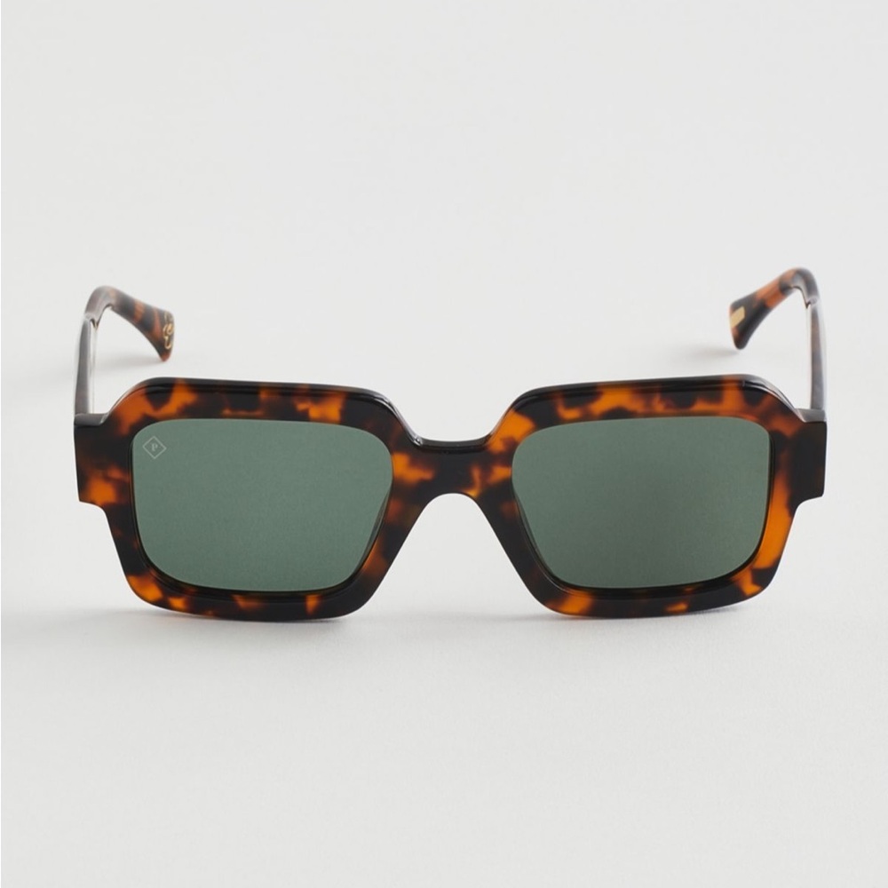 RAEN Tortoise Shell Sunglasses with Green Lenses